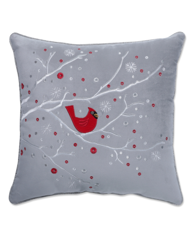 Pillow Perfect Velvet Christmas Decorative Pillow, 17" X 17" In Gray