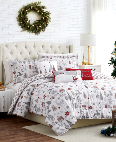 SOUTHSHORE FINE LINENS HOLLY JOLLY LANE REVERSIBLE 6 PIECE COMFORTER SET, TWIN