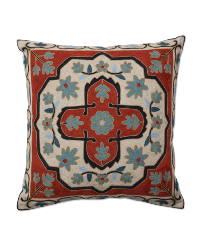 Pillow Perfect Crewel Embroidered Decorative Pillow, 16.5" X 16.5" In Orange