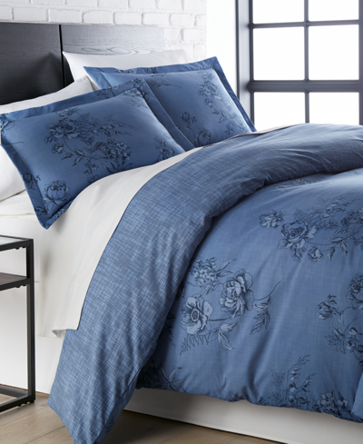 Southshore Fine Linens Harmony Down Alternative 3 Piece Comforter And Sham Set, Full/queen In Blue