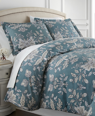 Southshore Fine Linens Vintage-like Garden Down Alternative 3 Piece Comforter Set, Twin In Blue