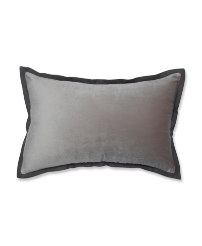Pillow Perfect Velvet Flange Decorative Pillow, 12" X 20" In Gray