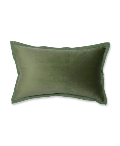 Pillow Perfect Velvet Flange Decorative Pillow, 12" X 20" In Green