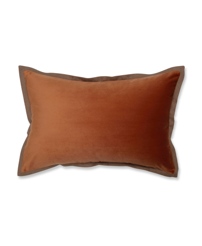 Pillow Perfect Velvet Flange Decorative Pillow, 12" X 20" In Orange