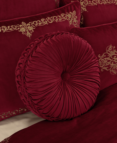 J Queen New York Noelle Tufted Decorative Pillow, 15" Round In Crimson