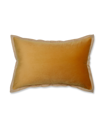 Pillow Perfect Velvet Flange Decorative Pillow, 12" X 20" In Yellow Gold