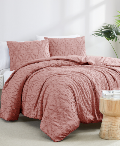 Southshore Fine Linens Stella Clipped Jacquard 3-pc. Comforter Set, Full/queen In Rose