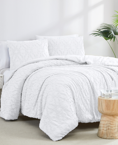Southshore Fine Linens Stella Clipped Jacquard 3-pc. Comforter Set, King In White