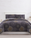 Southshore Fine Linens Midnight Floral Down Alternative 3 Piece Comforter Sham Set In Black