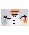 Avanti Beach Snowman Holiday Cotton Bath Rug, 20" X 32" In White