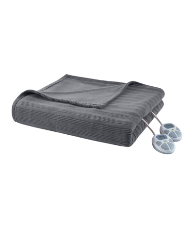 Serta Electric Micro-fleece Blanket, Full In Gray