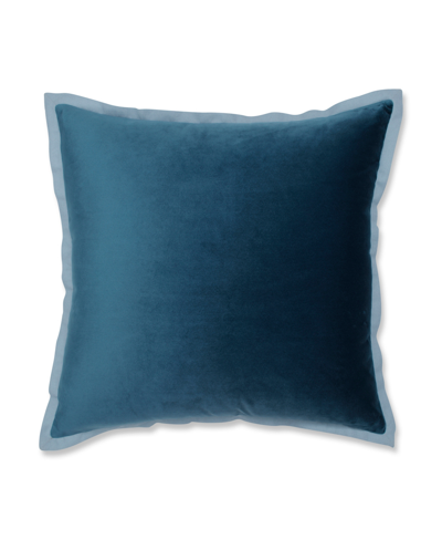 Pillow Perfect Velvet Flange Decorative Pillow, 18" X 18" In Blue