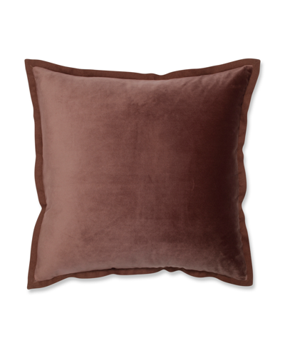 Pillow Perfect Velvet Flange Decorative Pillow, 18" X 18" In Brown
