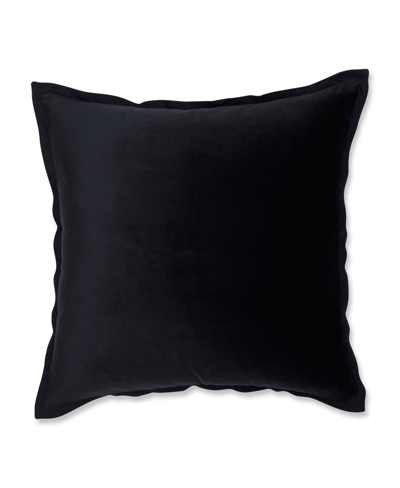 Pillow Perfect Velvet Flange Decorative Pillow, 18" X 18" In Black