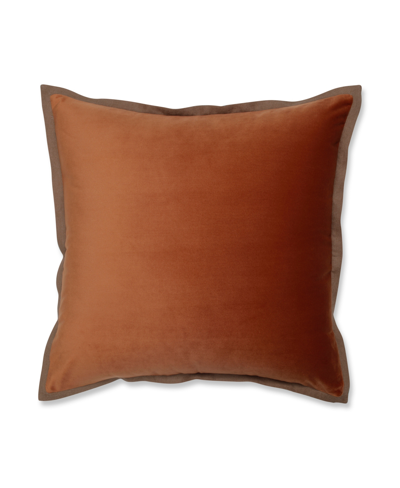 Pillow Perfect Velvet Flange Decorative Pillow, 18" X 18" In Orange