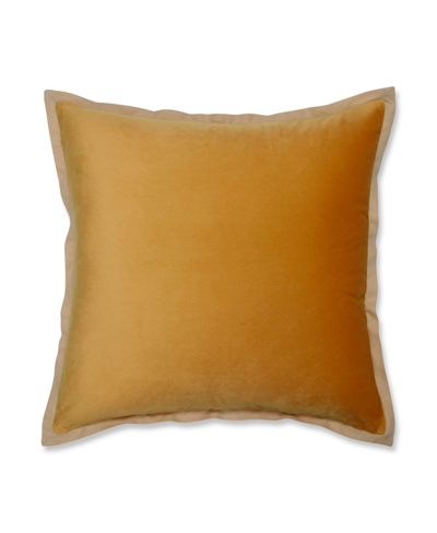 Pillow Perfect Velvet Flange Decorative Pillow, 18" X 18" In Yellow