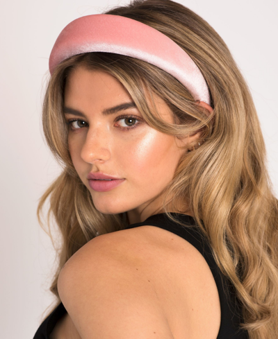 Soho Style Uptown Girl Padded Velvet Headband In Pink