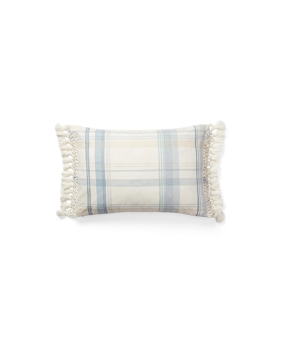 Lauren Ralph Lauren Ada Floral Plaid Decorative Pillow, 16" X 24" Bedding In Blue,cream