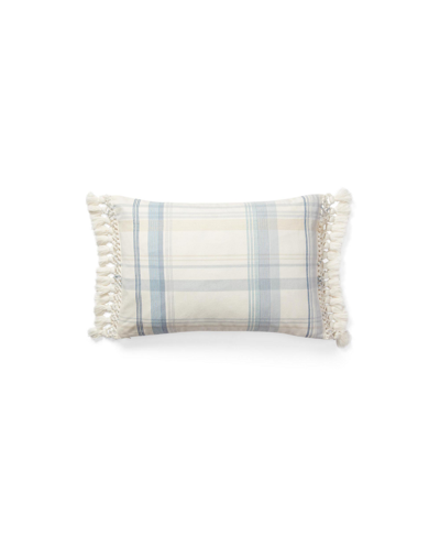 Ralph Lauren Ada Floral Plaid Decorative Pillow, 16" X 24" Bedding In Blue,cream