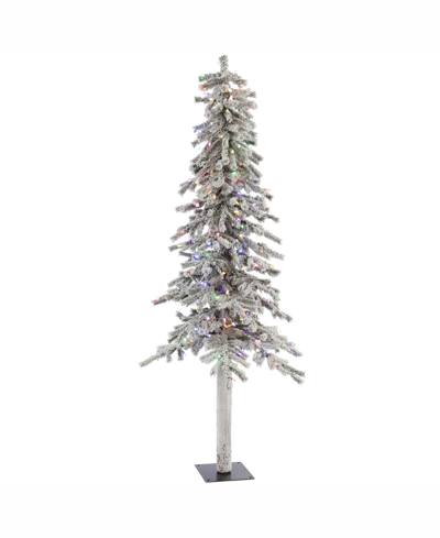 Vickerman 6 Ft Flocked Alpine Artificial Christmas Tree With 200 Multi Led Lights