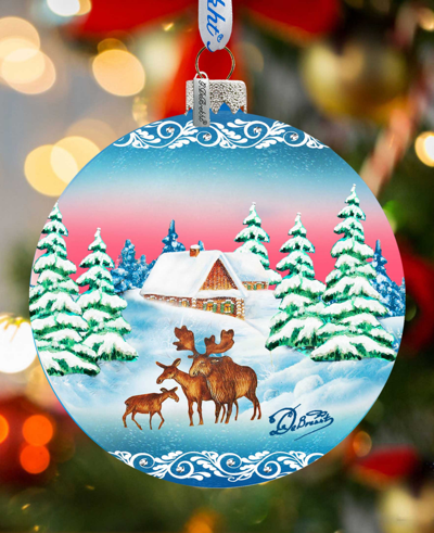 G.debrekht Winter Moose Family Ball Holiday Ornament In Multi Color