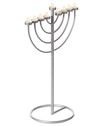 Vintiquewise Modern 9 Branch Lighting Thin Pipe Hanukkah Menorah, Small In Silver-tone