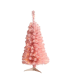 Nearly Natural Pink Artificial Christmas Tree With 50 Led Lights And 118 Bendable Branches, 3' In Pink