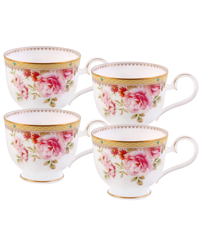 Noritake Hertford Set Of 4 Cups, Service For 4 In White Pink