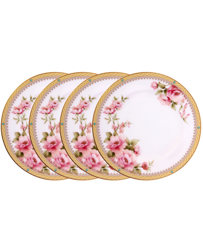 Noritake Hertford Set Of 4 Bread Butter And Appetizer Plates, Service For 4 In White Pink