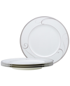 Noritake Platinum Wave Set Of 4 Dinner Plates, Service For 4 In White