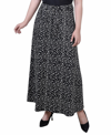 NY COLLECTION PETITE PRINTED BELTED MAXI SKIRT