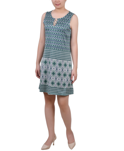Ny Collection Plus Size Sleeveless Dress With 3 Rings In Green Birdeye