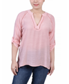 Ny Collection Plus Size Raglan Sleeve Split Neck Blouse In Shell Pink
