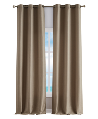 Nautica Milton Thermal Woven Room Darkening Grommet Window Curtain Panel Set, 38" X 108" In Taupe