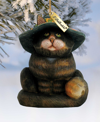 G.DEBREKHT FIFIELD CAT SCULPTED HAND, PAINTED CHRISTMAS FIGURINE