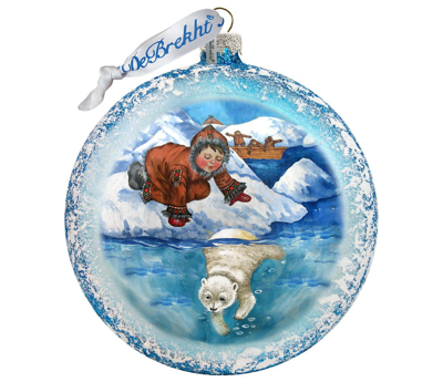 G.debrekht Alaska Boy Polar Bear Holiday Ornament In Multi Color