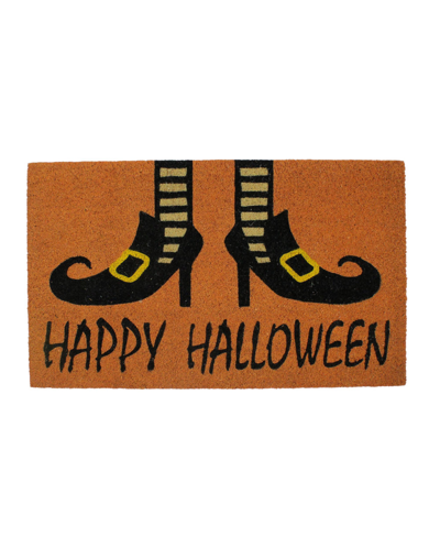 Northlight Wicked Witch Shoes "happy Halloween" Coir Doormat, 18" X 30" In Brown