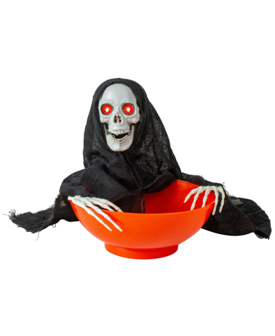 Northlight Animated Grim Reaper Halloween Candy Bowl, 10.5" In Orange