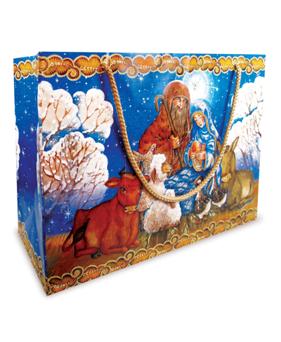 Designocracy Christmas Nativity Holiday Gift Bag Large, Set Of 3 In Multi Color