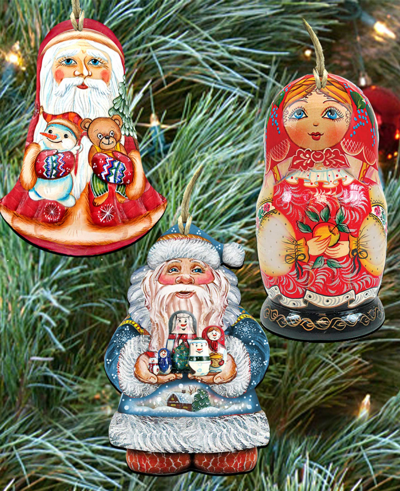 Designocracy Nesting Matreshka Holiday Ornaments, Set Of 3 In Multi Color