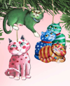 Designocracy Rainbow Cats Holiday Ornaments, Set Of 3 In Multi Color