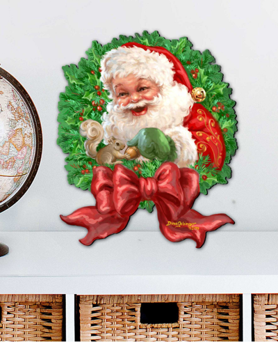 Designocracy Santa Bow Wreath Christmas Holiday Outdoor Decor Large Ornament In Multi Color