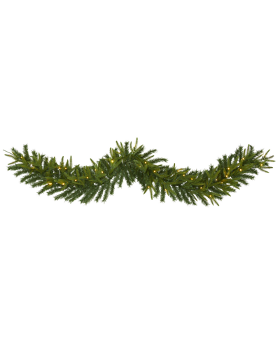 Nearly Natural Green Pine Artificial Christmas Garland With Lights, 72"