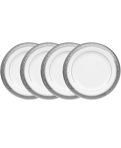 Noritake Crestwood Platinum Set Of 4 Bread Butter And Appetizer Plates, Service For 4 In White