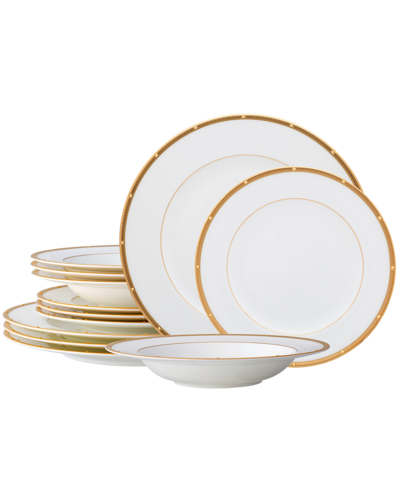 Noritake Rochelle Gold 12-piece Dinnerware Set, Service For 4 In White And Gold-tone