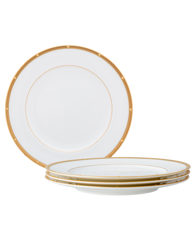 Noritake Rochelle Gold Set Of 4 Salad Plates, Service For 4 In White