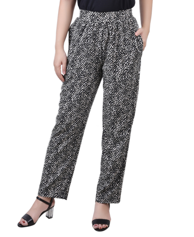 Ny Collection Petite Slim Leg Pull On Pants In Jet Mixedshape