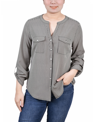 Ny Collection Women's 3/4 Roll Tab Sleeve Mandarin Collar Blouse In Dynamic Torterella