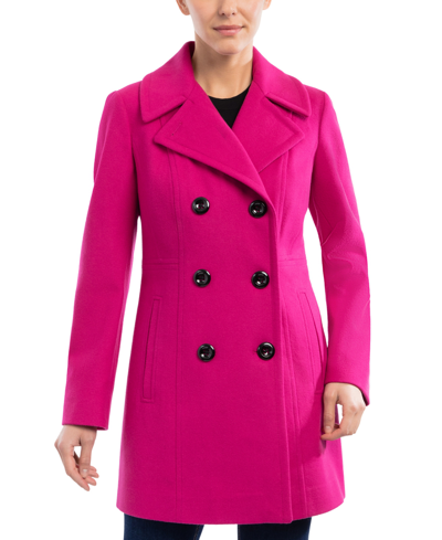 Anne Klein Women's Petite Double-breasted Peacoat, Created For Macy's In Orchid Flower