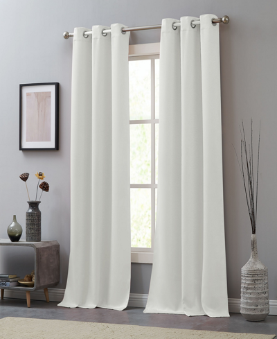 Juicy Couture Faux Suede Solid Thermal Woven Room Darkening Grommet Window Curtain Panel Set, 38" X 84" In Off White